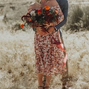 Romantic floral, off the shoulder dress